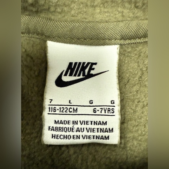 Nike Boy’s 6-7 Hoodie in Olive with Orange Logo 0083 - Picture 4 of 5